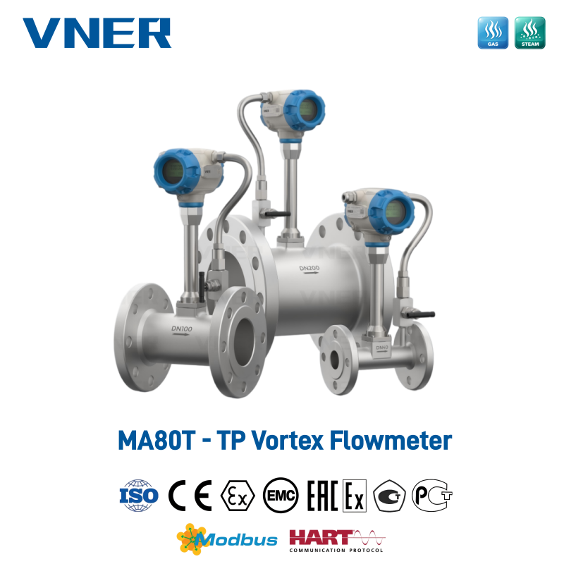 MA80T-TP Serie Temperatur/Tryck Kompensation Vortex Flödesmätare